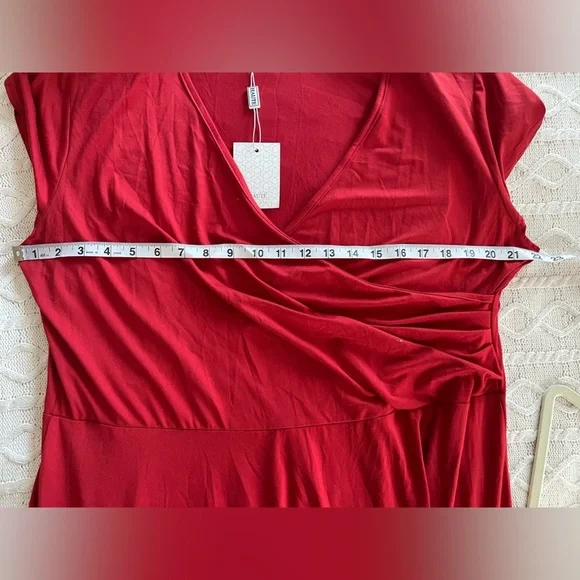 NEW! Haute Red Cotton Polyester Blend Mid Length Dress Women’s size 2X - Picture 15 of 15